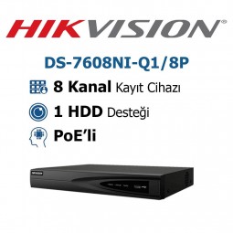 Hikvision DS-7608NI-Q1/8P 8 Kanal PoE' li Nvr Kayıt Cihazı